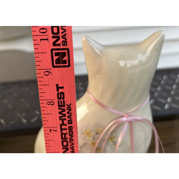 Vintage Ceramic Floral Friendship Cat Figurine Mid Century Modern Vintage - Picture 3 of 3